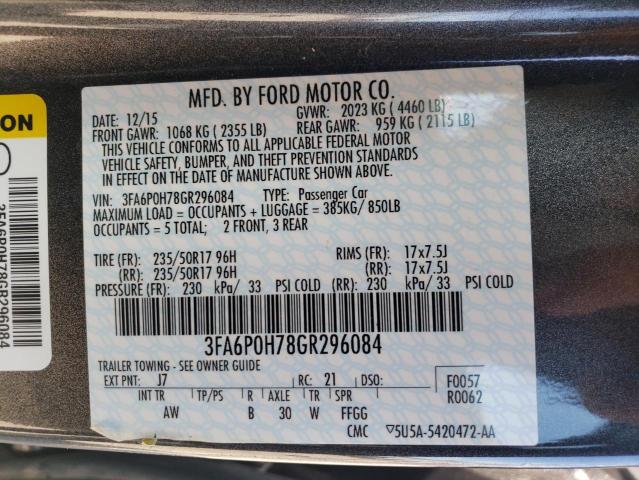 Photo 10 from auction – 2016 FORD FUSION SE with VIN 3FA6P0H78GR296084