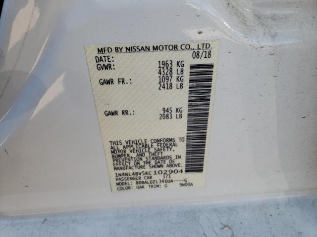 Photo 10 from auction – 2019 NISSAN ALTIMA S with VIN 1N4BL4BV5KC102904