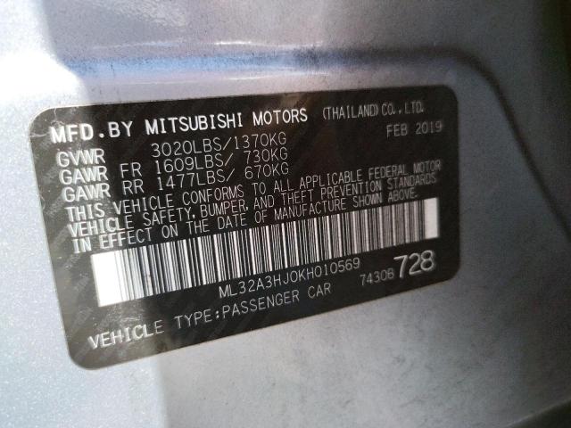 Photo 10 from auction – 2019 MITSUBISHI MIRAGE ES with VIN ML32A3HJ0KH010569
