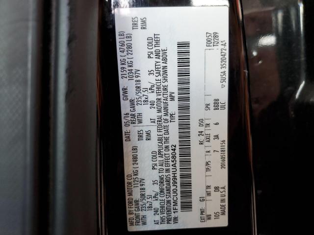 Photo 10 from auction – 2017 FORD ESCAPE TIT with VIN 1FMCU0J99HUA58042