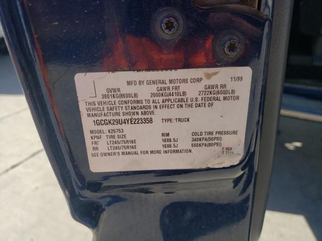 Photo 10 from auction – 2000 CHEVROLET SILVERADO with VIN 1GCGK29U4YE223358