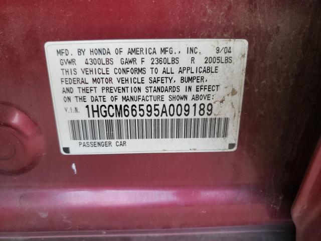 Photo 10 from auction – 2005 HONDA ACCORD EX with VIN 1HGCM66595A009189