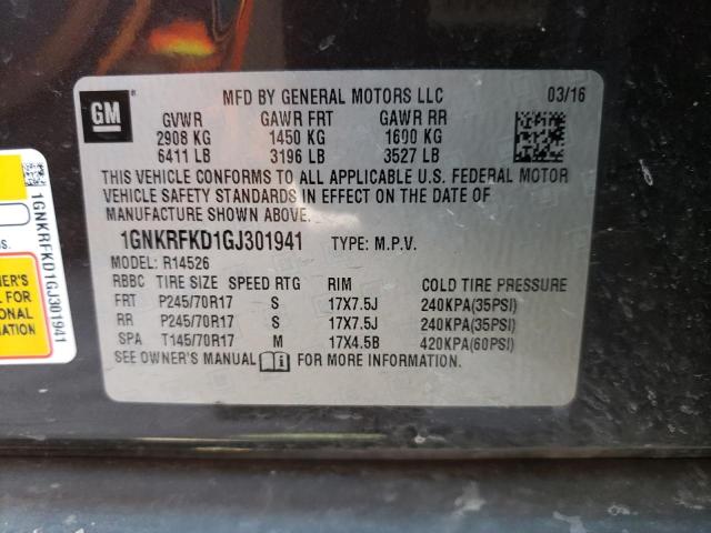 Photo 10 from auction – 2016 CHEVROLET TRAVERSE L with VIN 1GNKRFKD1GJ301941