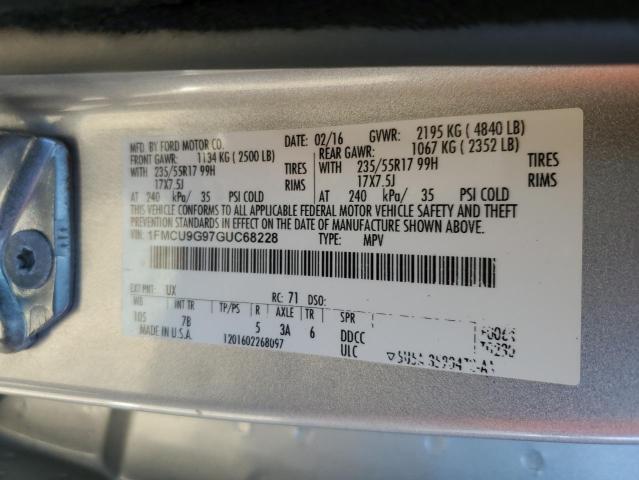 Photo 10 from auction – 2016 FORD ESCAPE SE with VIN 1FMCU9G97GUC68228