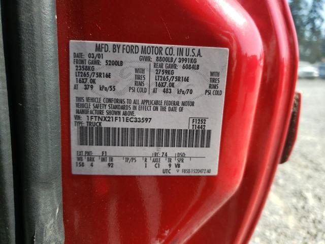 Photo 10 from auction – 2001 FORD F250 SUPER with VIN 1FTNX21F11EC33597