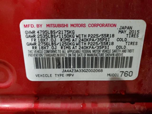 Photo 10 from auction – 2016 MITSUBISHI OUTLANDER with VIN JA4AZ3A33GZ002068