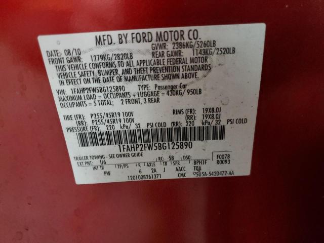 Photo 10 from auction – 2011 FORD TAURUS LIM with VIN 1FAHP2FW5BG125890