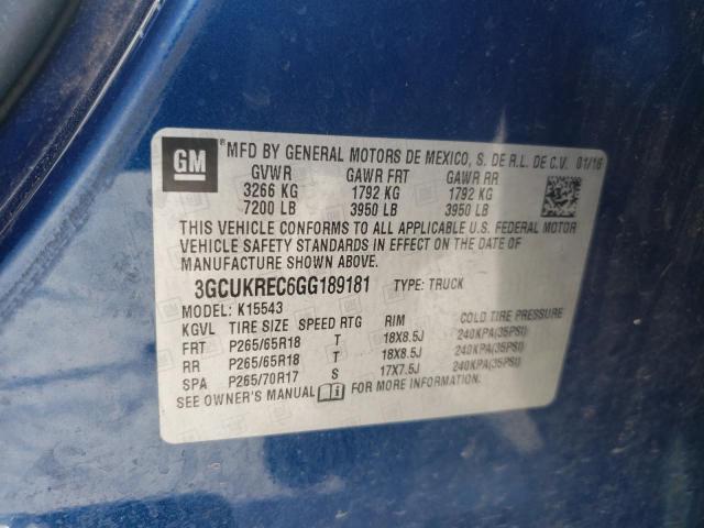 Photo 10 from auction – 2016 CHEVROLET SILVERADO with VIN 3GCUKREC6GG189181