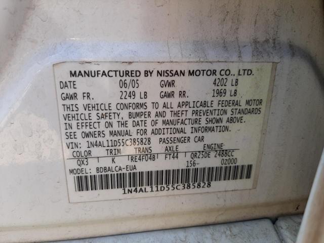 Photo 10 from auction – 2005 NISSAN ALTIMA S with VIN 1N4AL11D55C385828