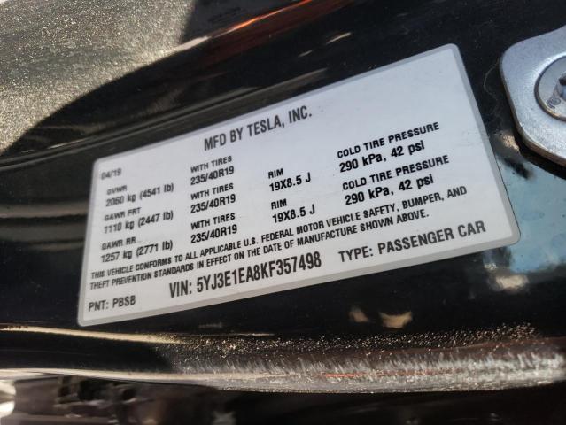 Photo 10 from auction – 2019 TESLA MODEL 3 with VIN 5YJ3E1EA8KF357498