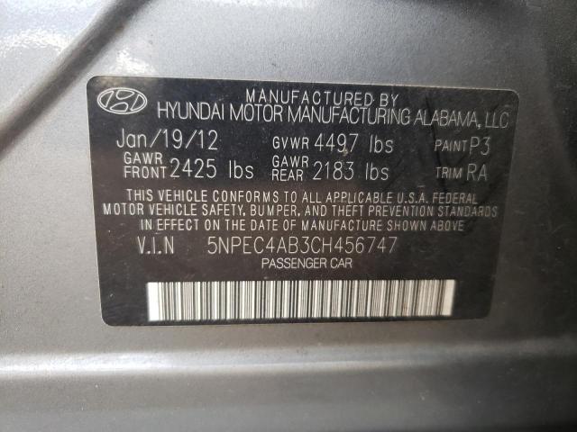 Photo 10 from auction – 2012 HYUNDAI SONATA SE with VIN 5NPEC4AB3CH456747