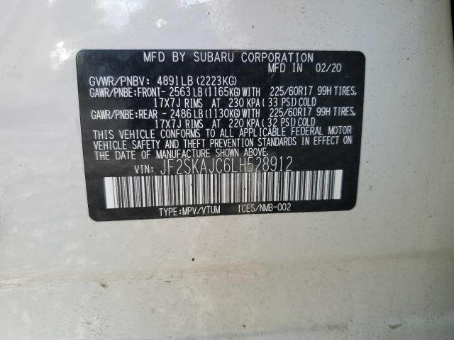 Photo 10 from auction – 2020 SUBARU FORESTER P with VIN JF2SKAJC6LH528912