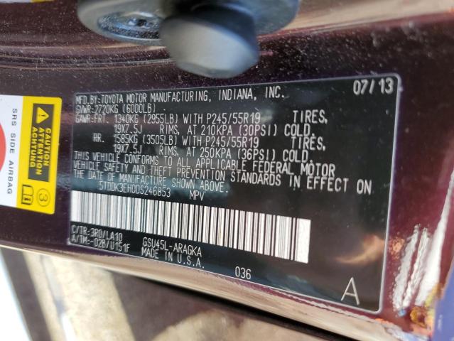 Photo 10 from auction – 2013 TOYOTA HIGHLANDER with VIN 5TDDK3EH0DS246853