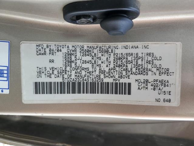 Photo 10 from auction – 2004 TOYOTA SIENNA CE with VIN 5TDZA23C84S163259