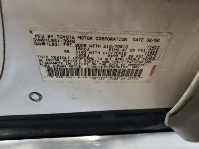 Photo 10 from auction – 2000 TOYOTA RAV4 with VIN JT3HP10V5Y0238197