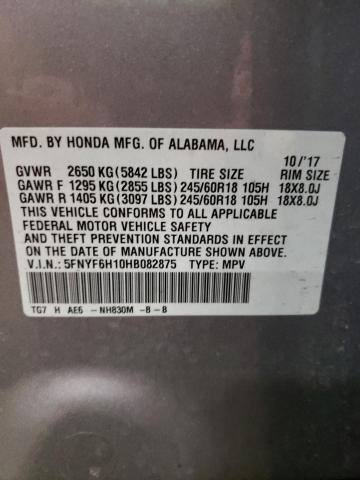 Photo 10 from auction – 2017 HONDA PILOT LX with VIN 5FNYF6H10HB082875
