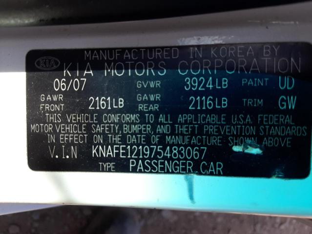 Photo 10 from auction – 2007 KIA SPECTRA EX with VIN KNAFE121975483067