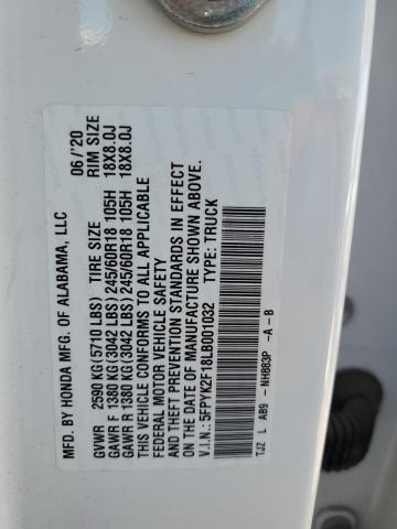 Photo 10 from auction – 2020 HONDA RIDGELINE with VIN 5FPYK2F18LB001032