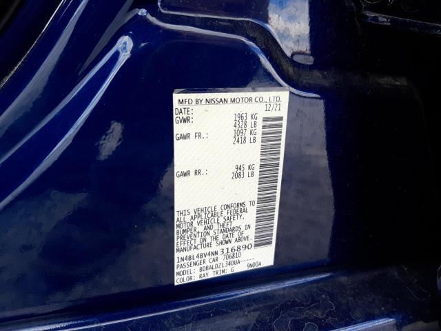 Photo 10 from auction – 2022 NISSAN ALTIMA S with VIN 1N4BL4BV4NN316890