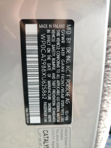 Photo 10 from auction – 1999 PORSCHE BOXSTER with VIN WP0CA2988XU625862