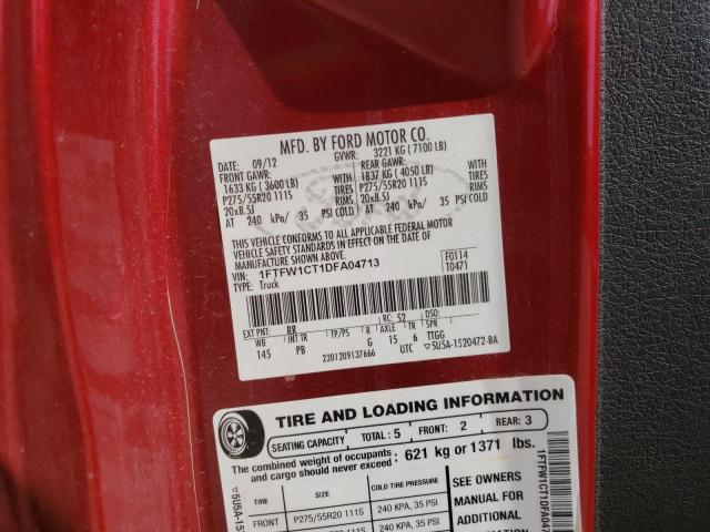 Photo 10 from auction – 2013 FORD F150 SUPER with VIN 1FTFW1CT1DFA04713