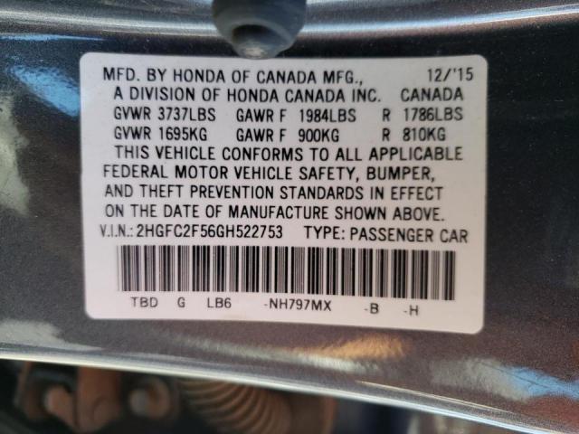 Photo 10 from auction – 2016 HONDA CIVIC LX with VIN 2HGFC2F56GH522753