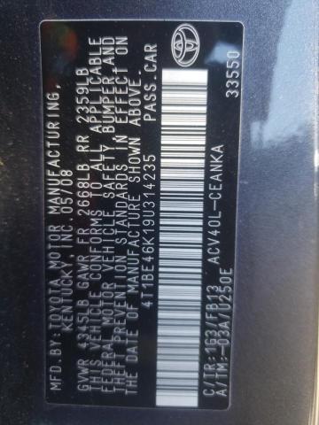 Photo 10 from auction – 2009 TOYOTA CAMRY BASE with VIN 4T1BE46K19U314235