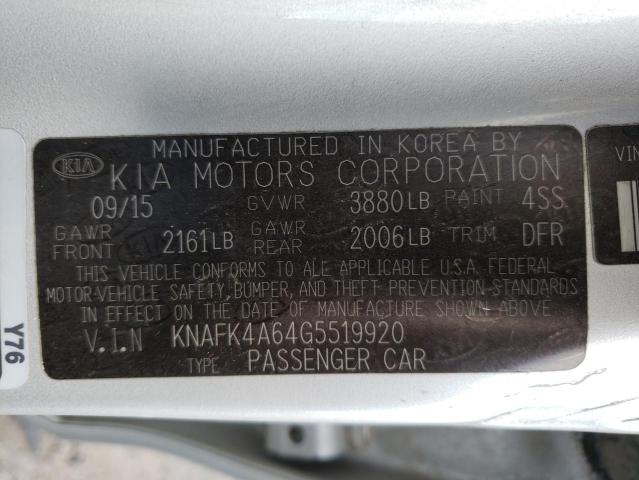 Photo 10 from auction – 2016 KIA FORTE LX with VIN KNAFK4A64G5519920
