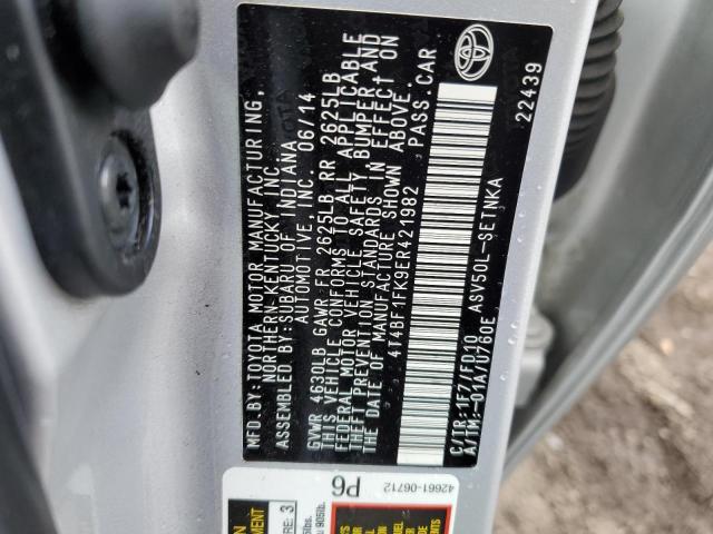 Photo 10 from auction – 2014 TOYOTA CAMRY L with VIN 4T4BF1FK9ER421982