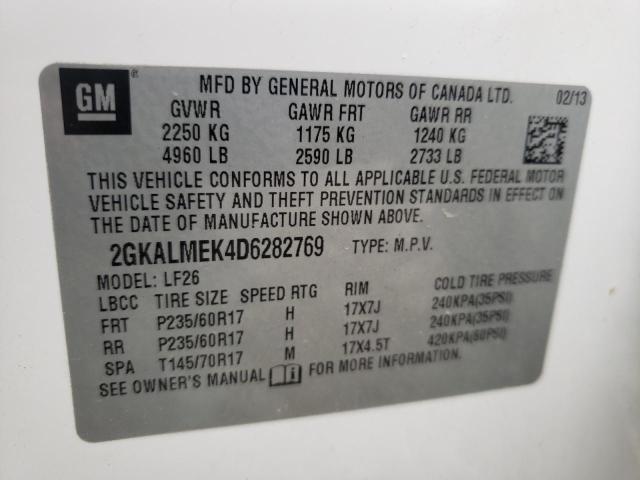 Photo 10 from auction – 2013 GMC TERRAIN SL with VIN 2GKALMEK4D6282769