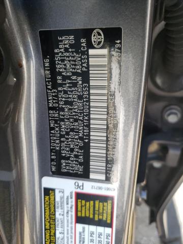 Photo 10 from auction – 2013 TOYOTA CAMRY L with VIN 4T1BF1FK1DU213653