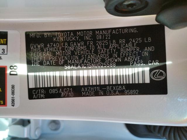 Photo 10 from auction – 2022 LEXUS ES 300H BA with VIN 58AEA1C15NU025588