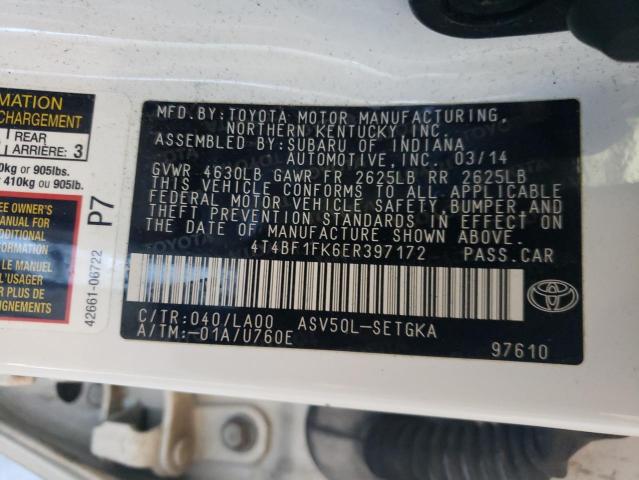 Photo 10 from auction – 2014 TOYOTA CAMRY L with VIN 4T4BF1FK6ER397172