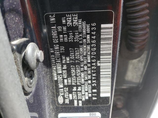 Photo 10 from auction – 2013 KIA SORENTO LX with VIN 5XYKT3A67DG364436