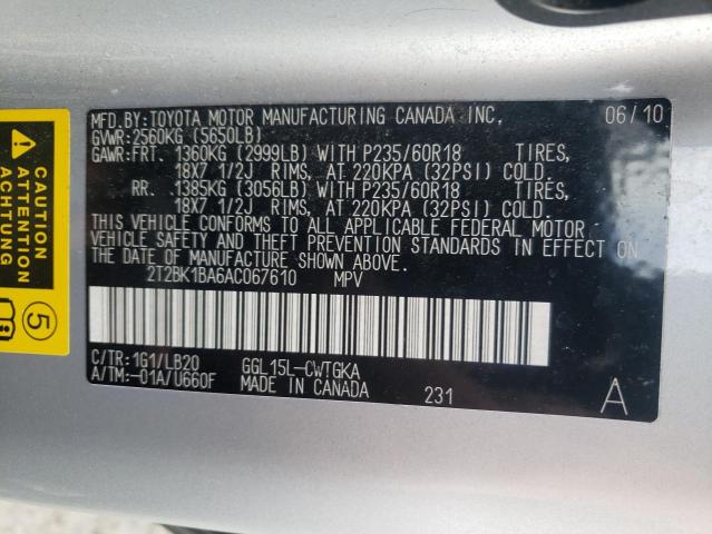Photo 10 from auction – 2010 LEXUS RX 350 with VIN 2T2BK1BA6AC067610