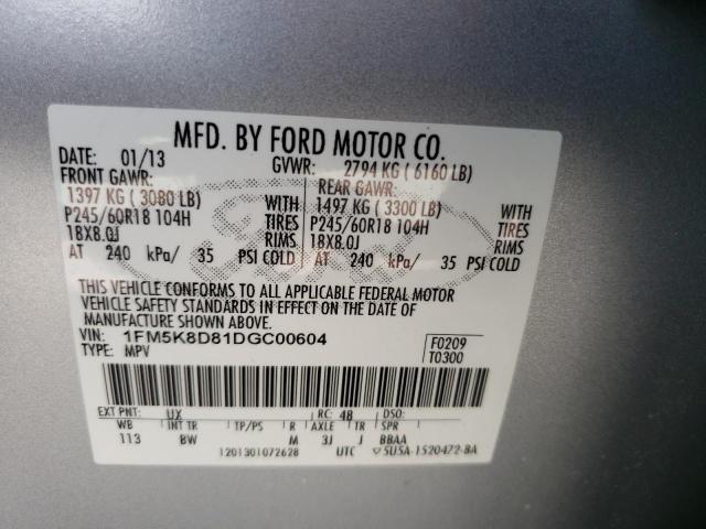Photo 10 from auction – 2013 FORD EXPLORER X with VIN 1FM5K8D81DGC00604