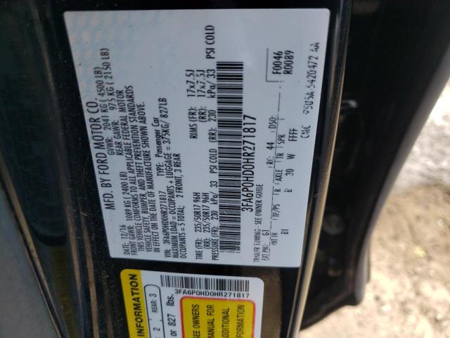 Photo 10 from auction – 2017 FORD FUSION SE with VIN 3FA6P0HD0HR271817