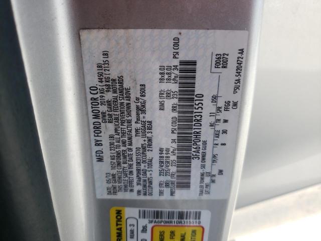 Photo 10 from auction – 2013 FORD FUSION SE with VIN 3FA6P0HR1DR315510