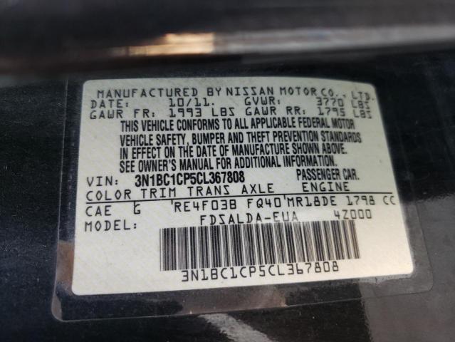 Photo 10 from auction – 2012 NISSAN VERSA S with VIN 3N1BC1CP5CL367808