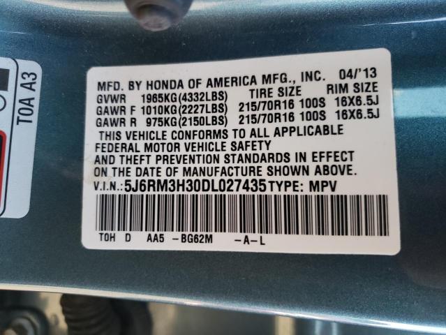 Photo 10 from auction – 2013 HONDA CR-V LX with VIN 5J6RM3H30DL027435