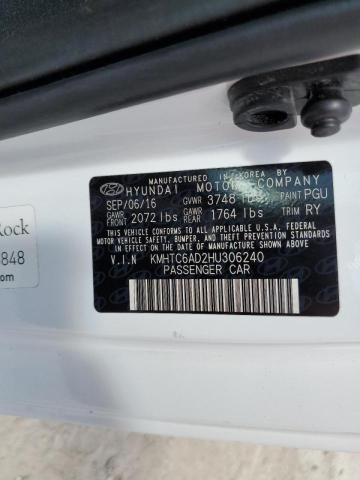 Photo 10 from auction – 2017 HYUNDAI VELOSTER with VIN KMHTC6AD2HU306240