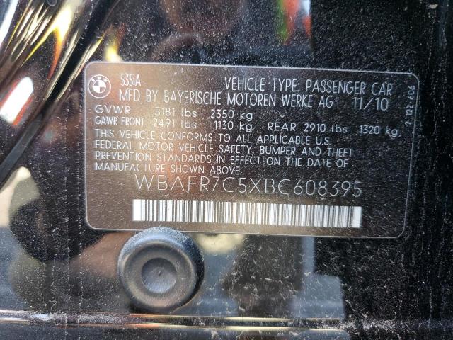 Photo 10 from auction – 2011 BMW 535 I with VIN WBAFR7C5XBC608395