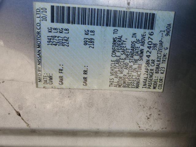 Photo 10 from auction – 2011 NISSAN ALTIMA BAS with VIN 1N4AL2AP5BN424076