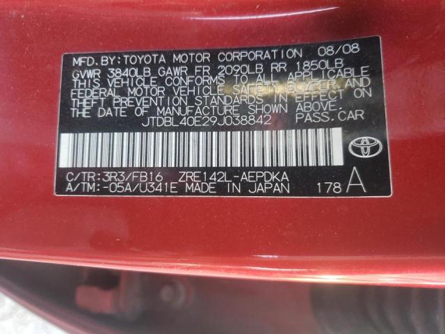 Photo 10 from auction – 2009 TOYOTA COROLLA BA with VIN JTDBL40E29J038842