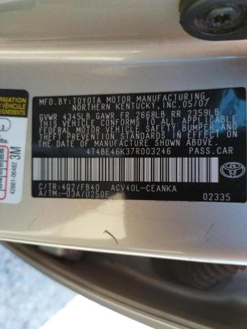 Photo 10 from auction – 2007 TOYOTA CAMRY CE with VIN 4T4BE46K37R003246