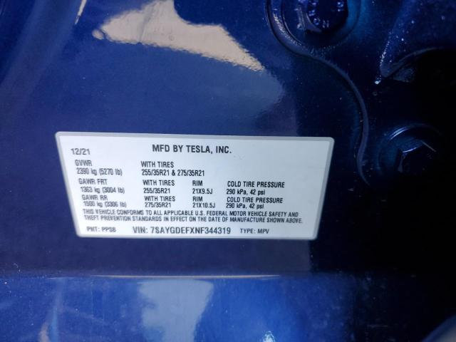 Photo 10 from auction – 2022 TESLA MODEL Y with VIN 7SAYGDEFXNF344319
