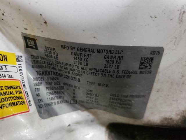 Photo 10 from auction – 2015 GMC ACADIA DEN with VIN 1GKKVTKD6FJ290750