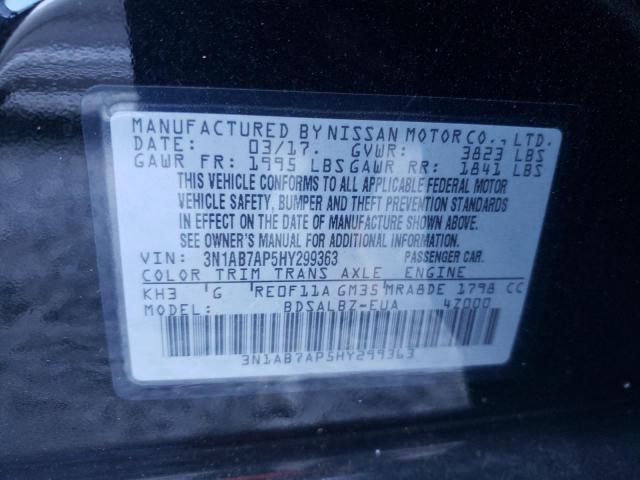 Photo 10 from auction – 2017 NISSAN SENTRA with VIN 3N1AB7AP5HY299363
