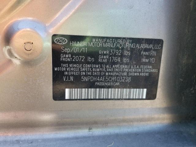 Photo 10 from auction – 2012 HYUNDAI ELANTRA GL with VIN 5NPDH4AE5CH103238