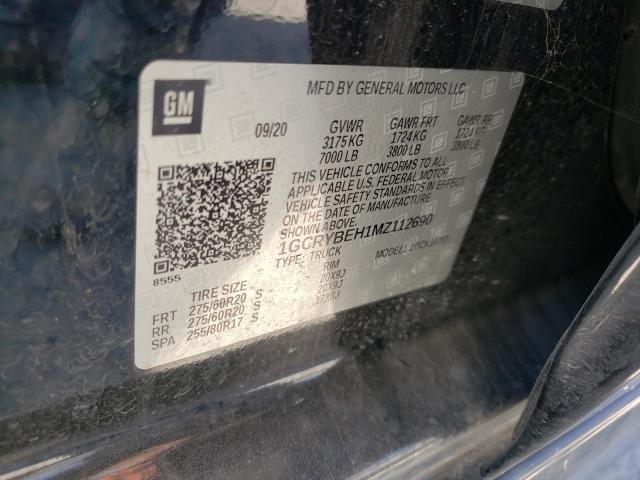 Photo 10 from auction – 2021 CHEVROLET SILVERADO2 with VIN 1GCRYBEH1MZ112690